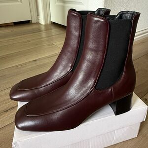 TOTÊME Burgundy Leather Ankle Boots